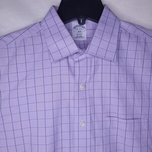 Brooks Brothers Dress Shirt 16 Check Purple Regent Non Iron